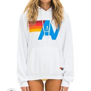 Aviator Nation LOGO PULLOVER RELAXED HOODIE - WHITE